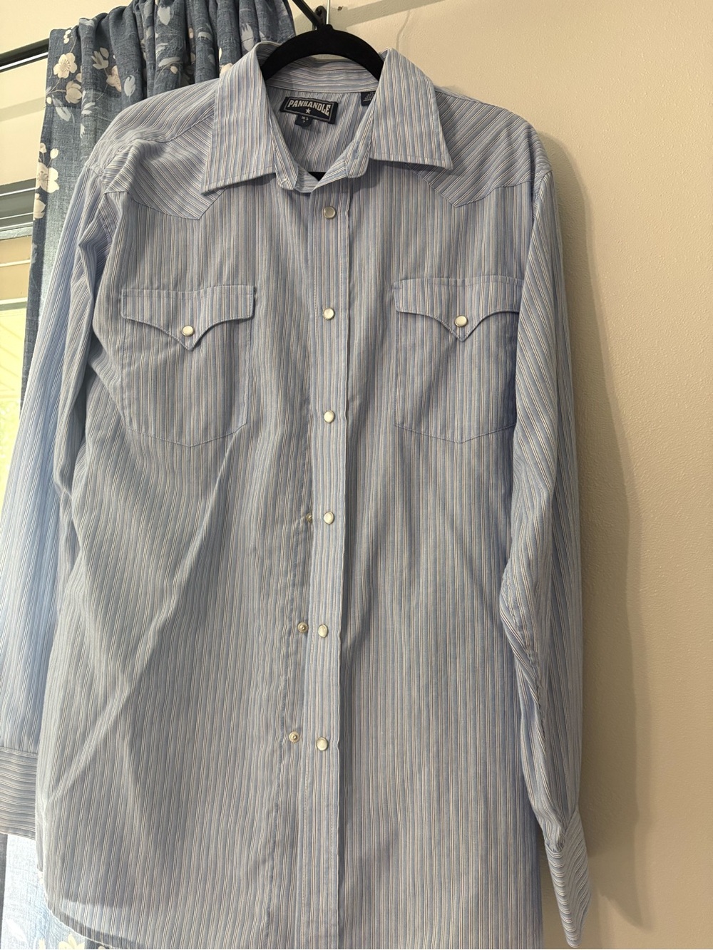 Panhandle Slim Light Blue & White Striped Western Shirt